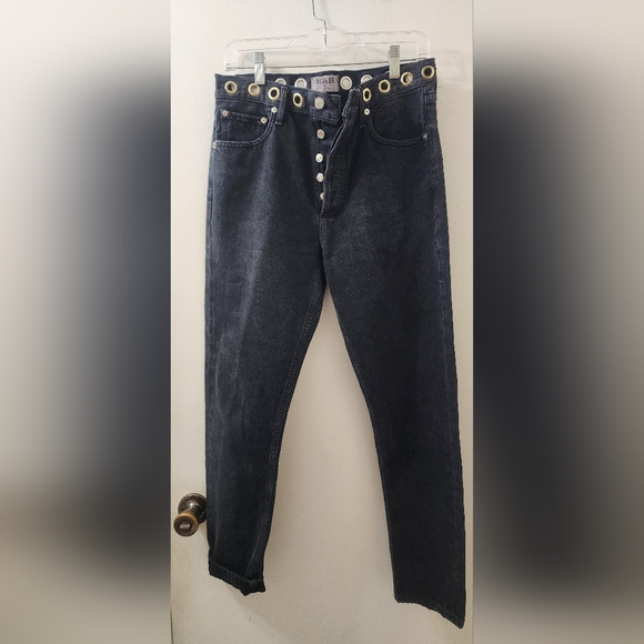 Agolde Denim - Agolde Stylish Black Jeans with Gold Accents